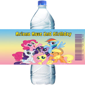 (10) Personalized MY LITTLE PONY Glossy Water Bottle Labels, Party Favors, 2 Sizes
