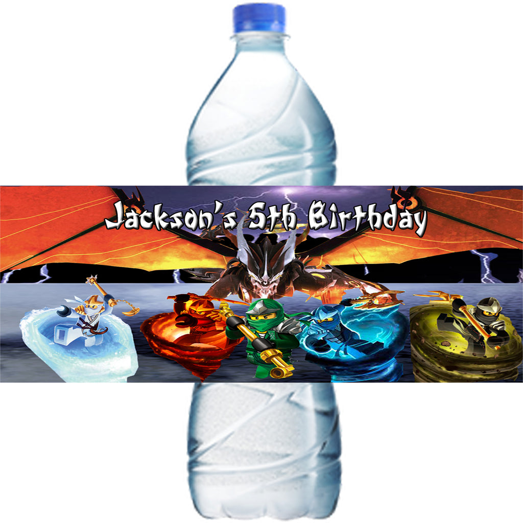 10) Personalized LEGO NINJAGO Glossy Water Bottle Labels, Party Favor – Edible Toppers & More 10-personalized-lego-ninjago-glossy-water-bottle-labels-party-favor-edible-toppers-more