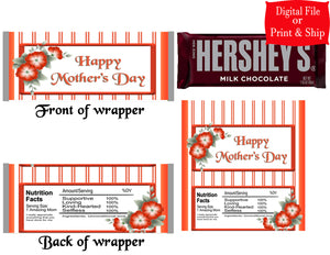 12 Personalized MOTHER'S DAY Candy Hershey Bar Wrappers Party Favors w/Silver Foil