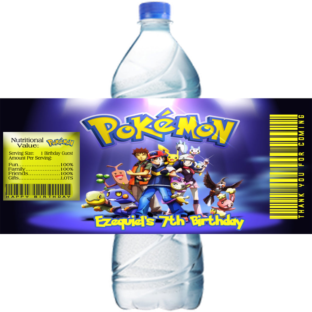 Pokemon Shipping Label (10) Personalized POKEMON Glossy Water Bottle Labels, Party Favors, 2 ...