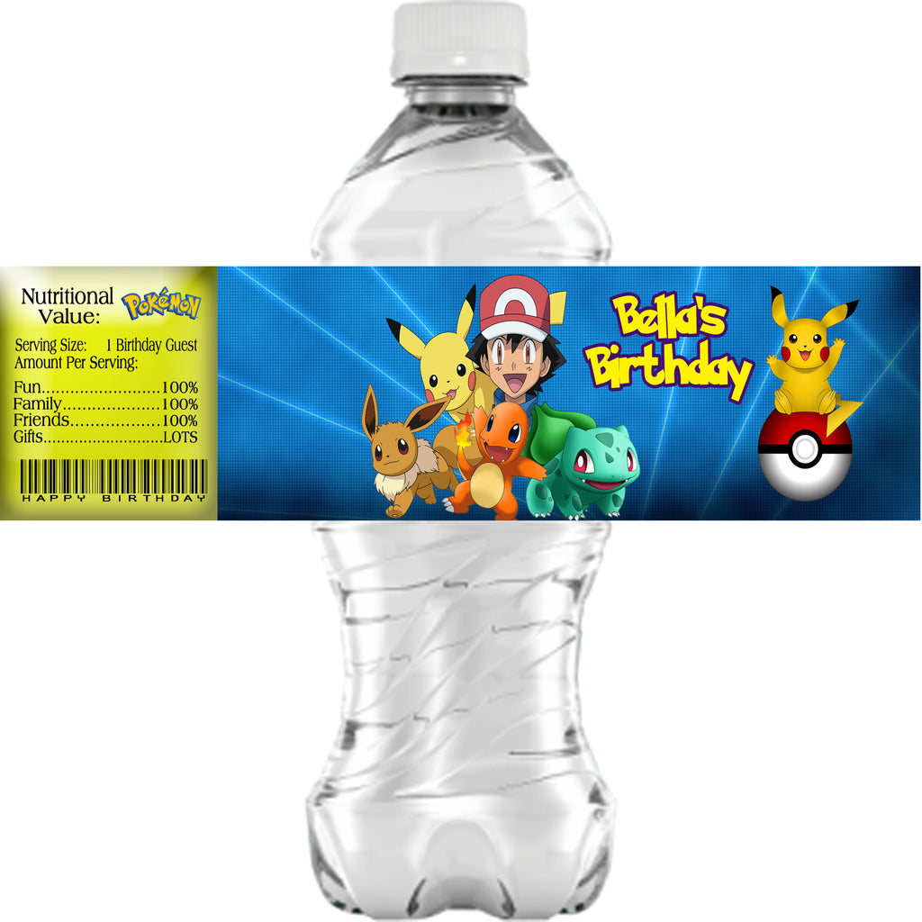 Pokemon Shipping Label (10) Personalized POKEMON Glossy Water Bottle Labels, Party Favors, 2 ...