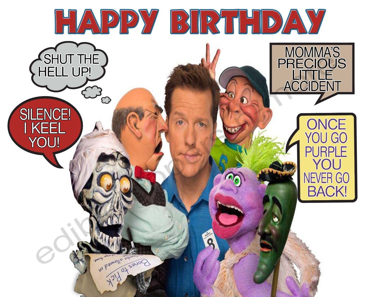 Jeff Dunham Ventriloquist Personalized Edible Print Premium Cake Toppers Frosting Sheets 5 Sizes