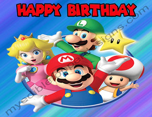 Super Mario Bros. Personalized Edible Print Premium Cake Topper Frosting Sheets 5 Sizes
