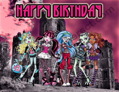 Monster High Personalized Edible Print Premium Cake Topper Frosting Sheets 5 Sizes
