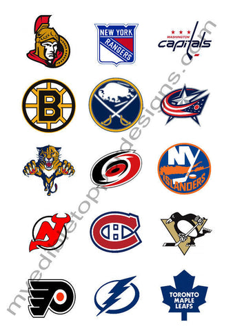 (15) 2" Eastern Conference NHL Team Logos Edible Print Premium Cupcake/Cookie Toppers