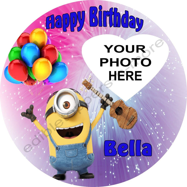 Despicable Me Minions w/Photo Personalized Edible Print Premium Cake Toppers Frosting Sheets 3 Sizes