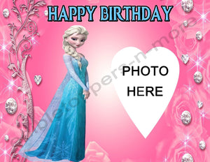 Disney's Frozen Elsa w/Photo Personalized Edible Print Premium Cake Toppers Frosting Sheets 3 Sizes