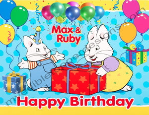 Max & Ruby Personalized Edible Print Premium Cake Topper Frosting Sheets 5 Sizes