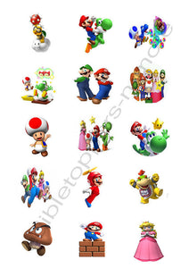 Super Mario Bros. Edible Print Premium Cupcake/Cookie Toppers Frosting Sheets 2 Sizes
