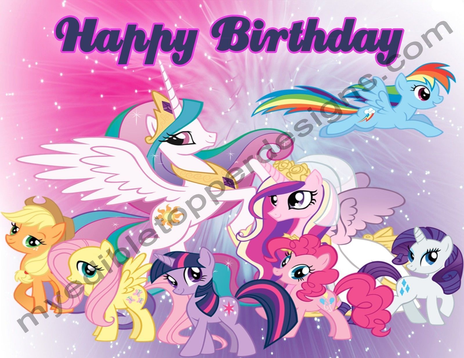 My Little Pony Personalized Edible Print Premium Cake Topper Frosting Sheets 5 Sizes
