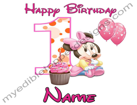Minnie Mouse Personalized Edible Print Premium Cake Topper Frosting Sheets 5 Sizes