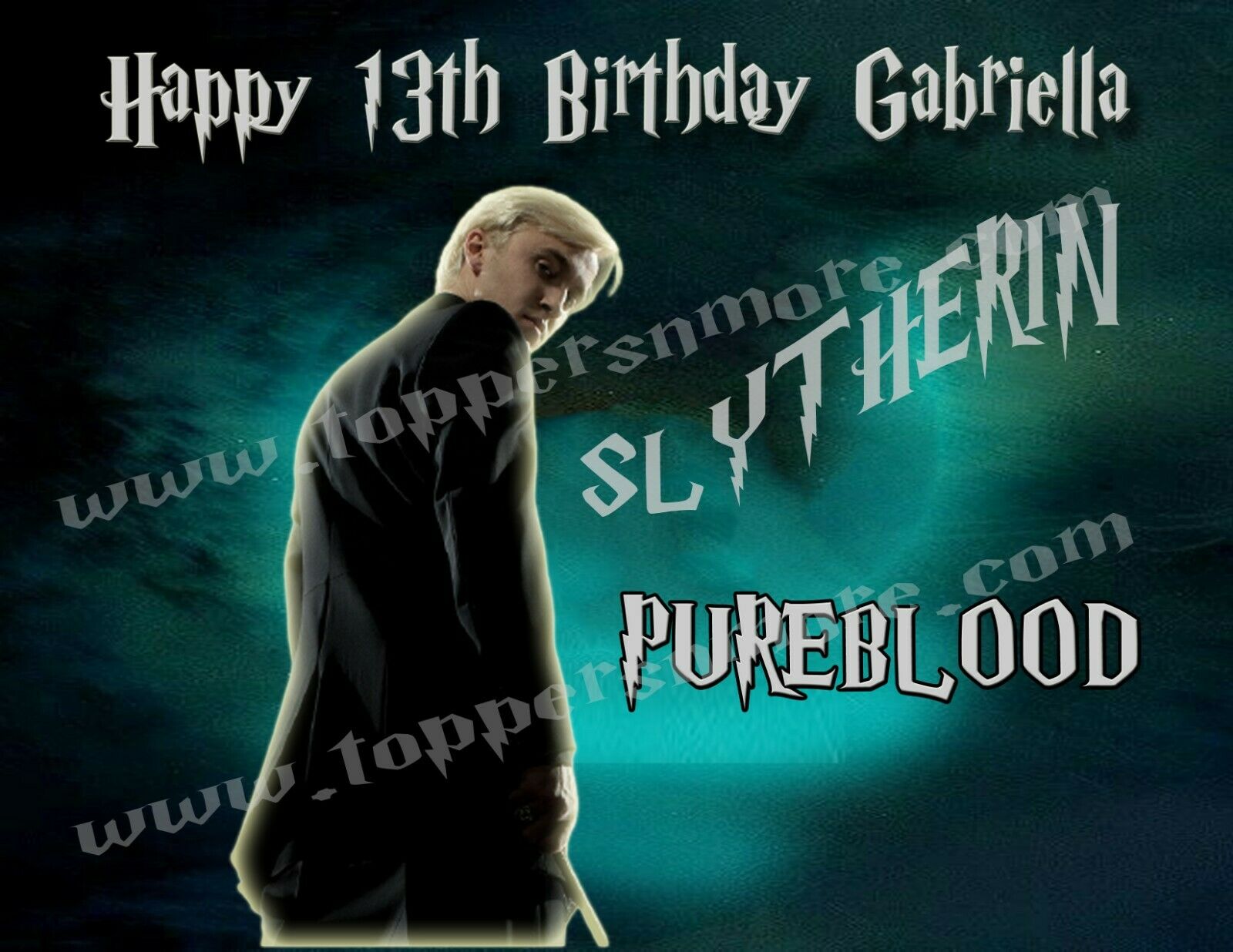 Draco Malfoy Slytherin Personalized Edible Print Premium Cake Toppers Frosting Sheets 5 Sizes