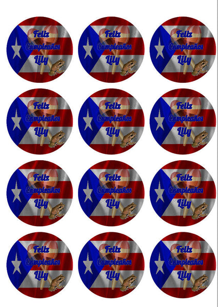 Puerto Rico Flag Personalized Edible Print Premium Cake Topper Frosting Sheets 5 Sizes