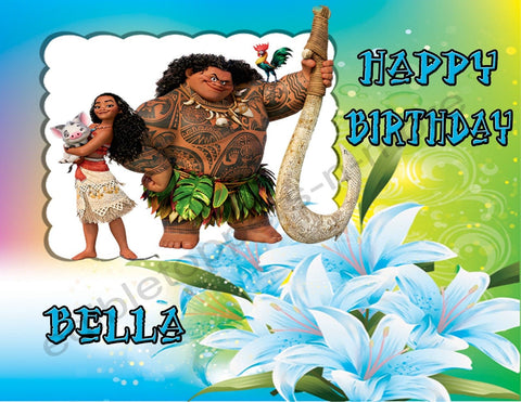 Moana Personalized Edible Print Premium Cake Topper Frosting Sheets 5 Sizes