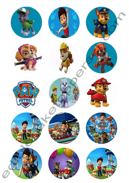 Paw Patrol Edible Print Premium Cupcake/Cookie Toppers Frosting Sheets 2 Sizes