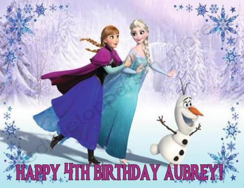 Disney's Frozen Personalized Edible Print Premium Cake Toppers Frosting Sheets 5 Sizes