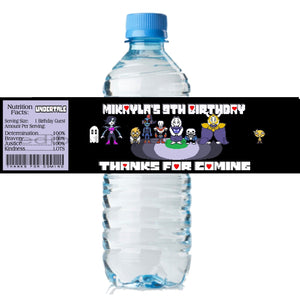 (10) Personalized UNDERTALE Glossy Water Bottle Labels, Party Favors, 2 Sizes