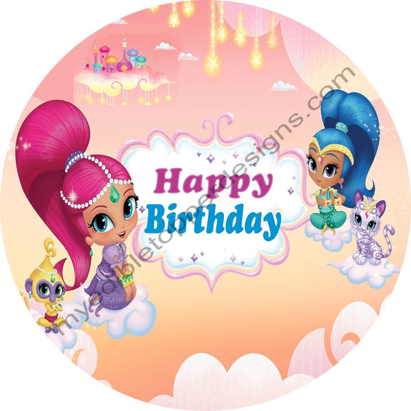 Shimmer & Shine Personalized Edible Print Premium Cake Topper Frosting Sheets 5 Sizes