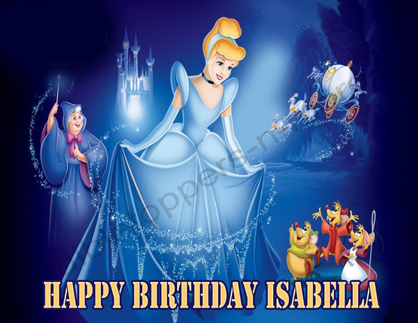 Cinderella Personalized Edible Print Premium Cake Toppers Frosting Sheets 5 Sizes