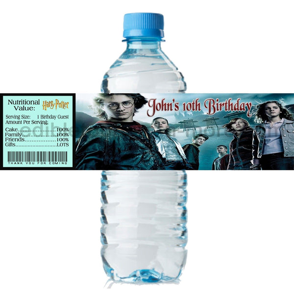 (10) Personalized HARRY POTTER Glossy Water Bottle Labels, Party Favors, 2 Sizes