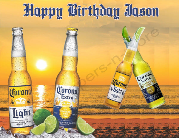 Corona Beer Personalized Edible Print Premium Cake Toppers Frosting Sheets 5 Sizes