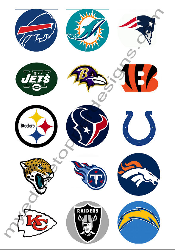 (15) 2" NFL Football AFC Team Logos Edible Print Premium Cupcake/Cookie Toppers
