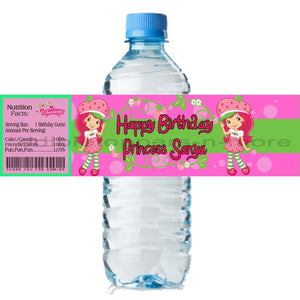 (10) Personalized STRAWBERRY SHORTCAKE Glossy Water Bottle Labels, Party Favors, 2 Sizes