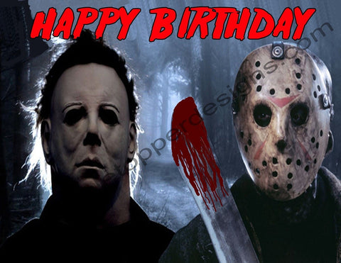 Michael Myers & Jason Personalized Edible Print Premium Cake Topper Frosting Sheets 5 Sizes