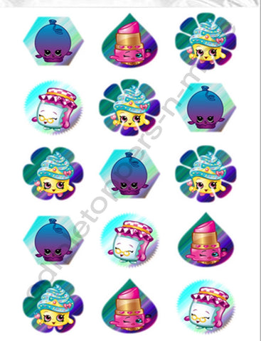 Shopkins Edible Print Premium Cupcake/Cookie Toppers Frosting Sheets 2 Sizes
