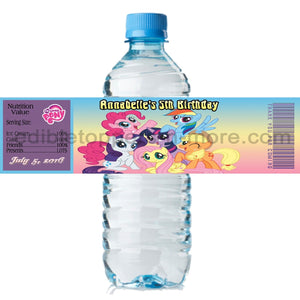 (10) Personalized MY LITTLE PONY Glossy Water Bottle Labels, Party Favors, 2 Sizes