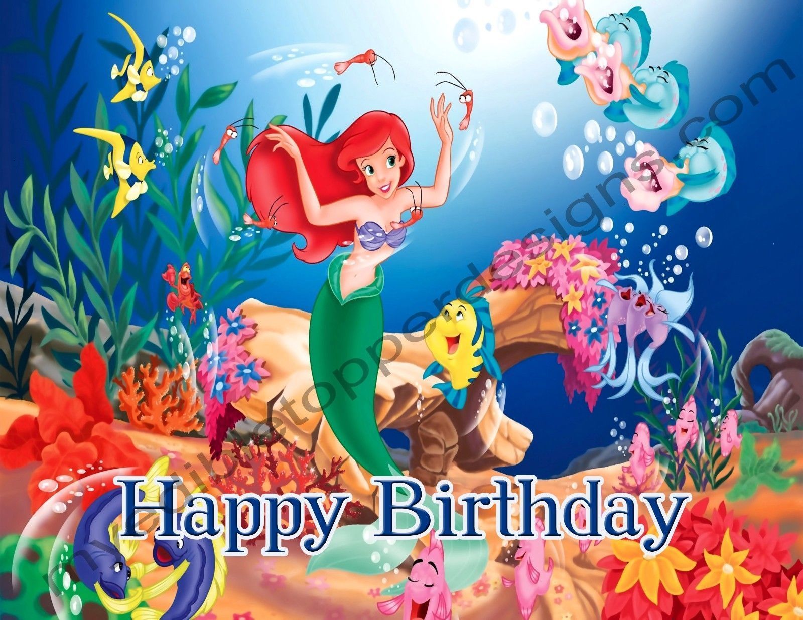 Little Mermaid Personalized Edible Print Premium Cake Topper Frosting Sheets 5 Sizes