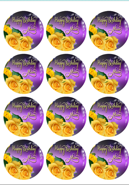 Roses Personalized Edible Print Premium Cake Topper Frosting Sheets 5 Sizes