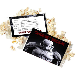 (12) Personalized STAR WARS Microwave Popcorn Wrappers Party Favors Standard Size