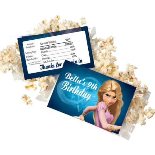 (12) Personalized DISNEY'S TANGLED Microwave Popcorn Wrappers Party Favors Standard Size
