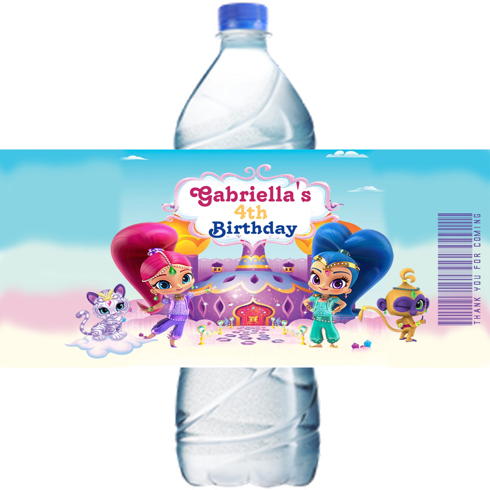 (10) Personalized SHIMMER & SHINE Glossy Water Bottle Labels, Party Favors, 2 Sizes