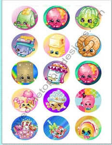 (15) 2" Shopkins Edible Print Premium Cupcake/Cookie Toppers Frosting Sheets