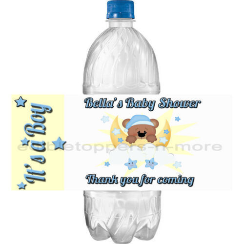 (10) Personalized BABY SHOWER Glossy Water Bottle Labels, Party Favors, 2 Sizes