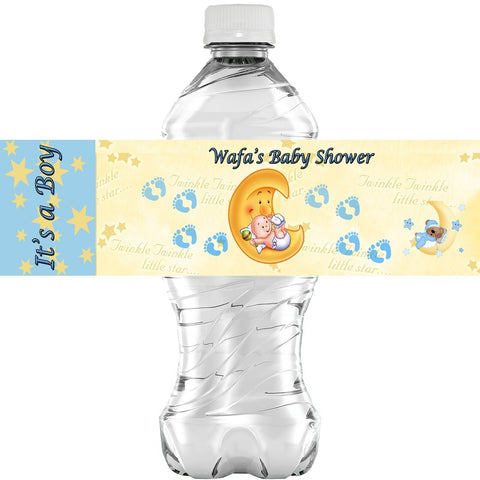 (10) Personalized BABY SHOWER Glossy Water Bottle Labels, Party Favors, 2 Sizes