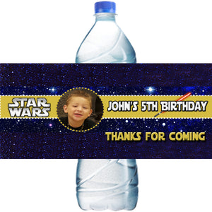 (10) Personalized STAR WARS Glossy Water Bottle Labels, Party Favors, 2 Sizes