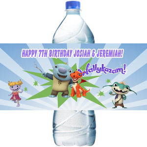 (10) Personalized WALLYKAZAM Glossy Water Bottle Labels, Party Favors, 2 Sizes