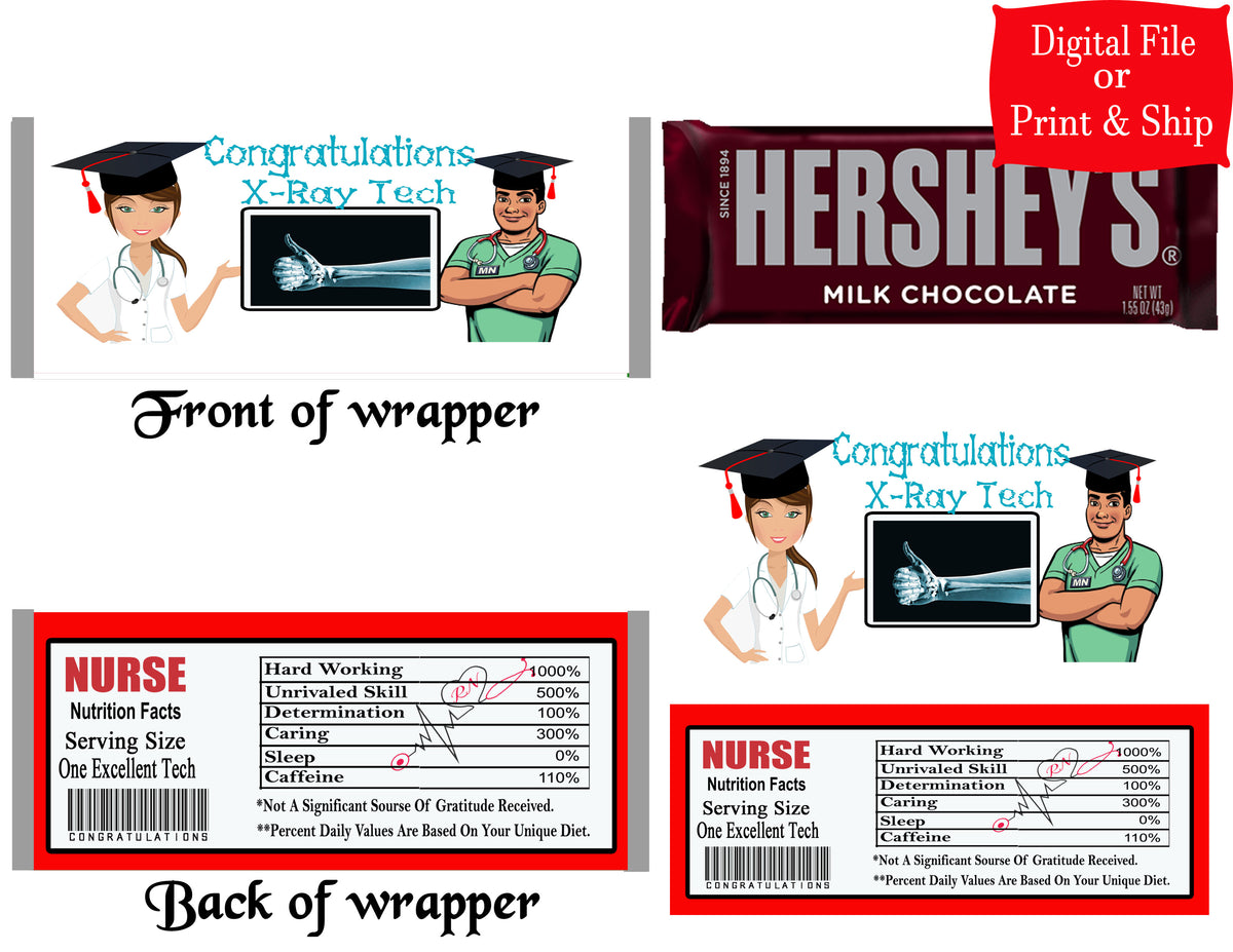 12 Personalized X-RAYS Candy Hershey Bar Wrappers Party Favors w/Silve ...