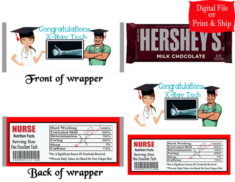 12 Personalized X-RAYS Candy Hershey Bar Wrappers Party Favors w/Silver Foil